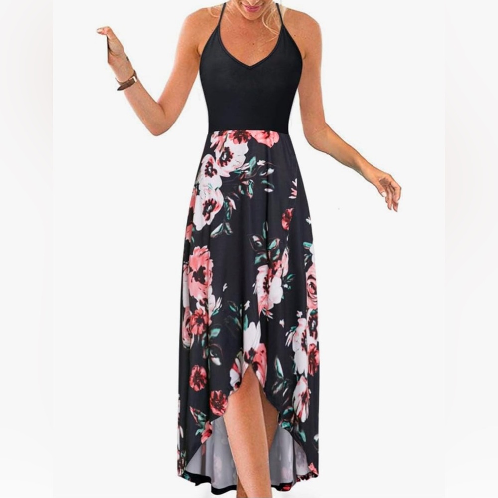 NWT. Asymmetrical Floral Maxi Dress.